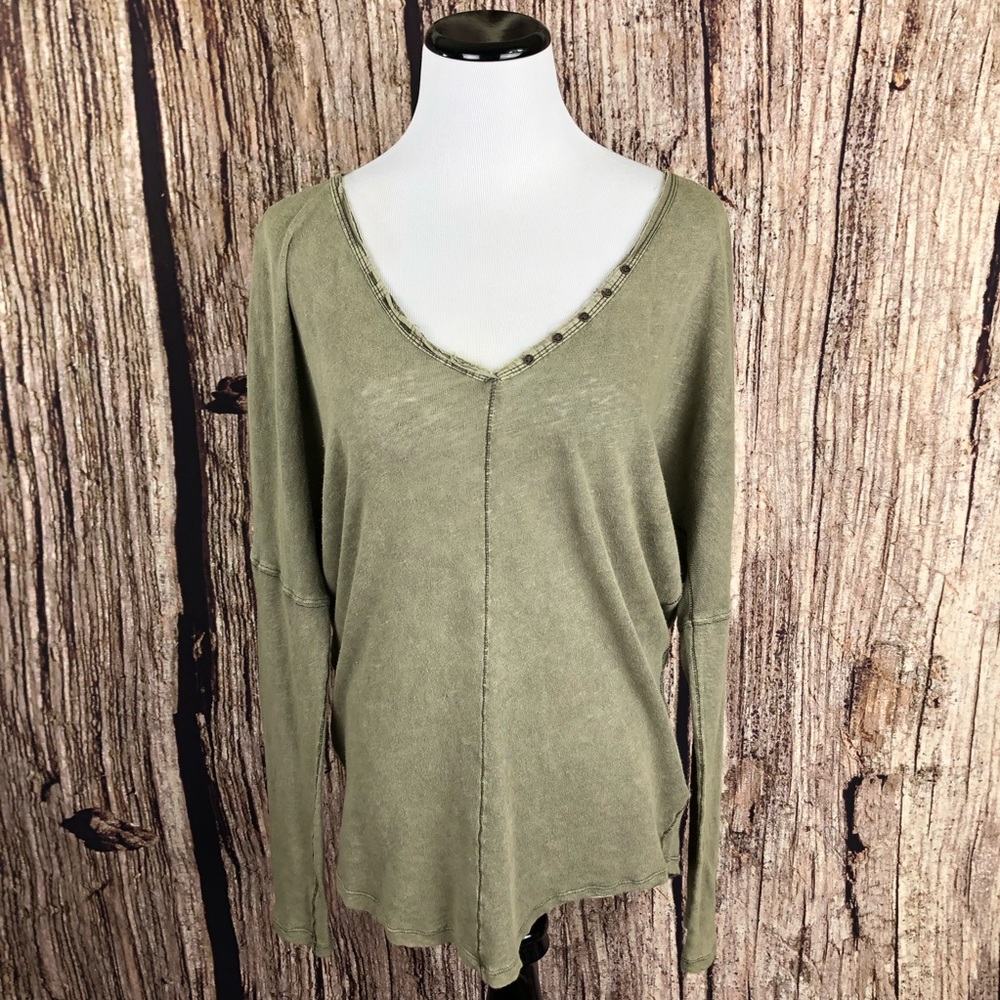 We The Free Free People Button Oversized Top Sz S